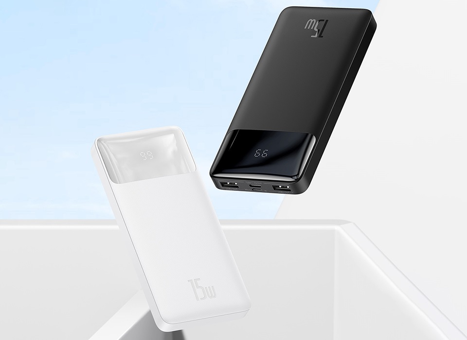 Універсальна батарея Xiaomi Baseus Bipow Digital Display 15W 10000мАг чорного та білого кольору