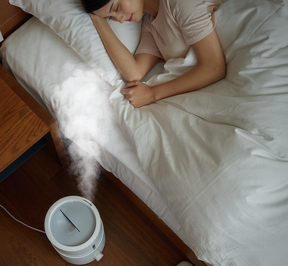 Увлажнитель воздуха Xiaomi DEERMA Humidifier White DEM-SJS600 в ночное время