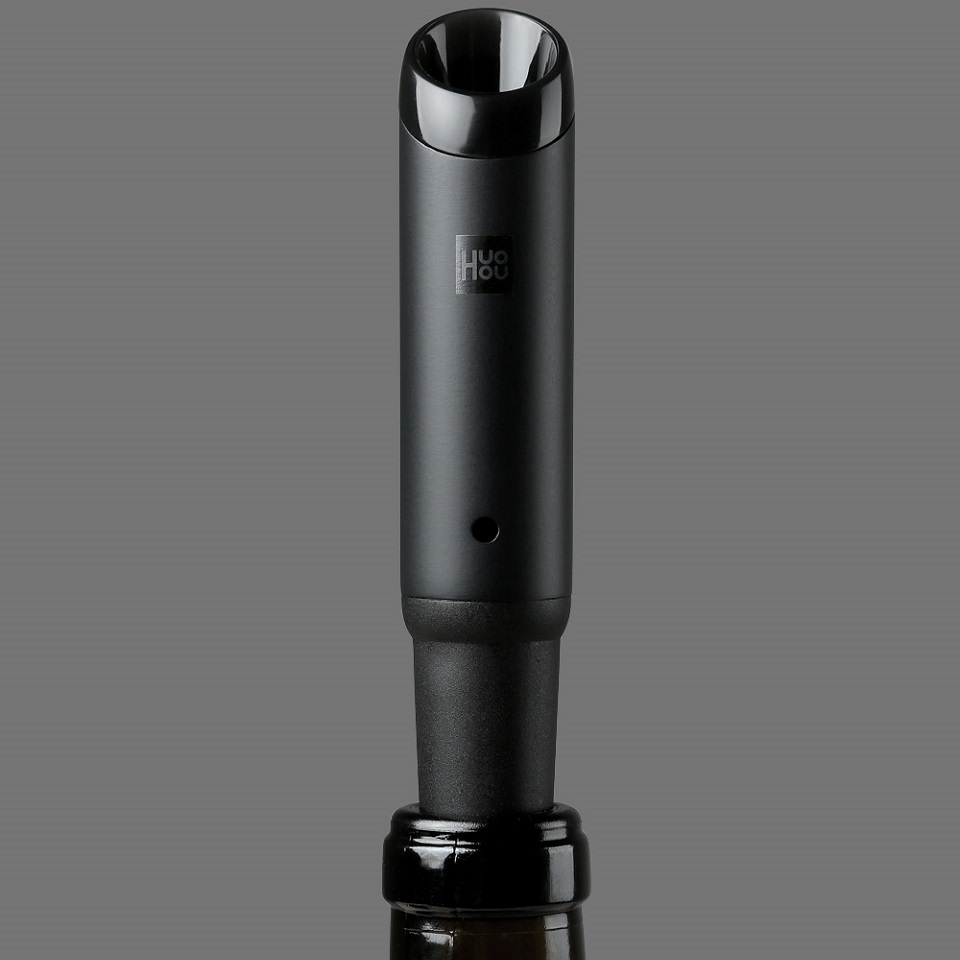 Декантер для вина Xiaomi Huo Hou Vacuum Stopper Black HU0074 в горлышке бутылки