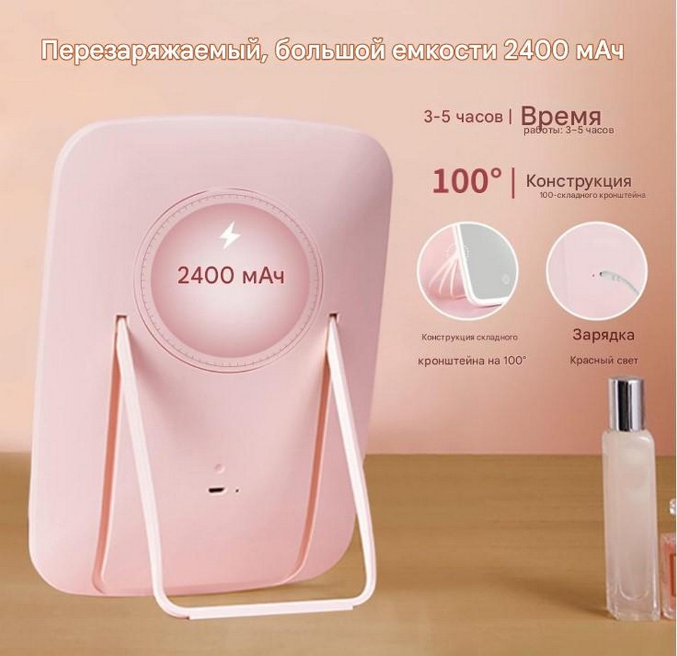 Xiaomi Jordan Judy LED Makeup Mirror Pink (NV505 Pink)1_емкость
