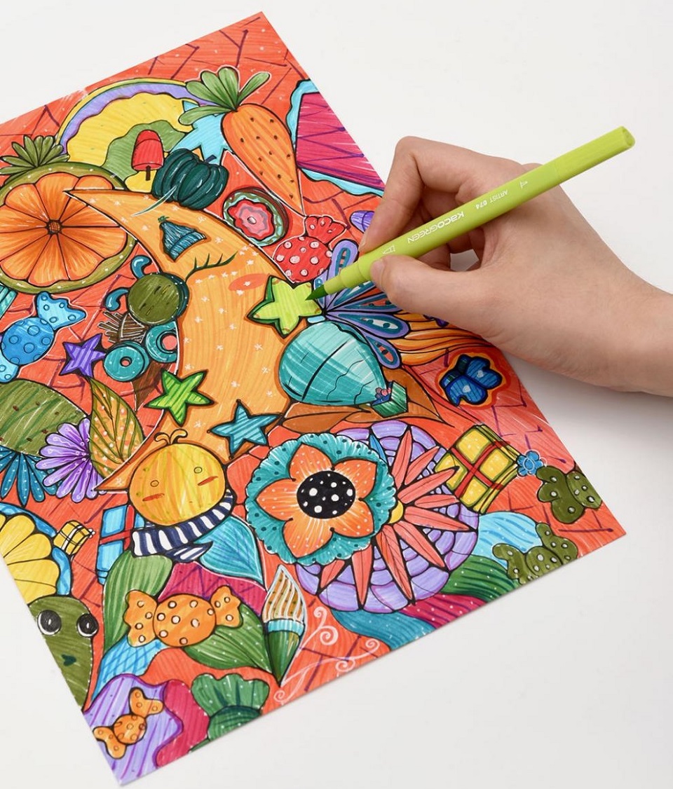 Набір кольорових маркерів Xiaomi KACO ARTIST Double Tips Pen 100 Colors малюнок