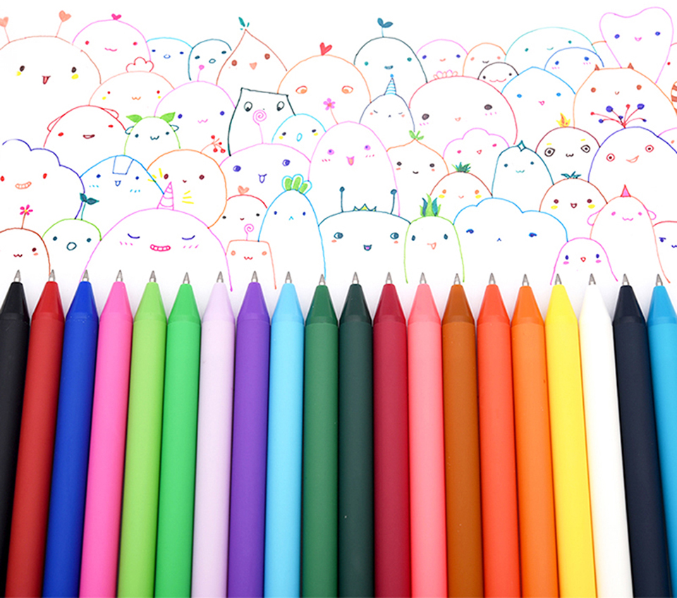 Набір гелевих ручок Xiaomi KACO PURE Gel pens 20 кольорів малюнки