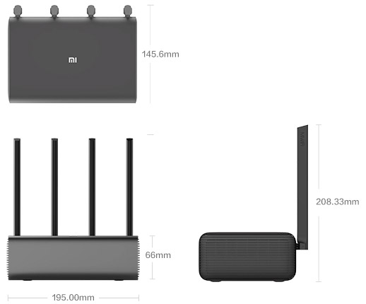 Размеры роутера Mi Wi-Fi Router Pro Grey