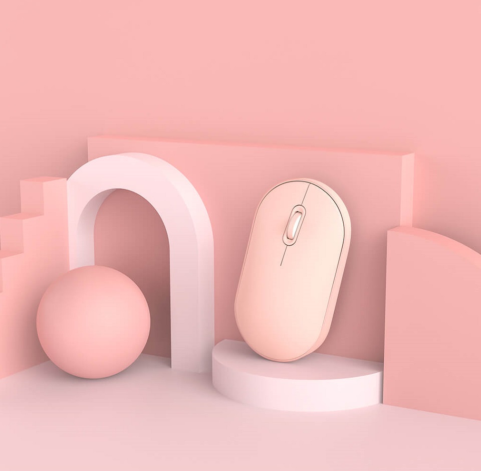Мышка беспроводная Xiaomi MiiiW Portable Mouse Lite розового цвета