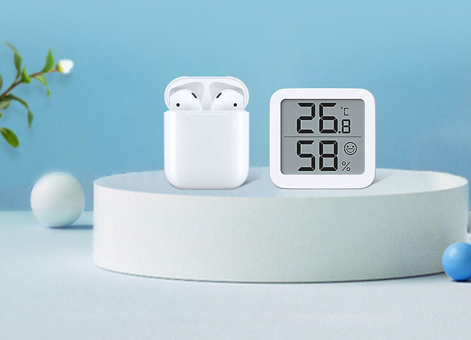 Термогігрометр Xiaomi MiiiW Thermo-Hygrometer Mini White MWTH02 співвідношення розміру