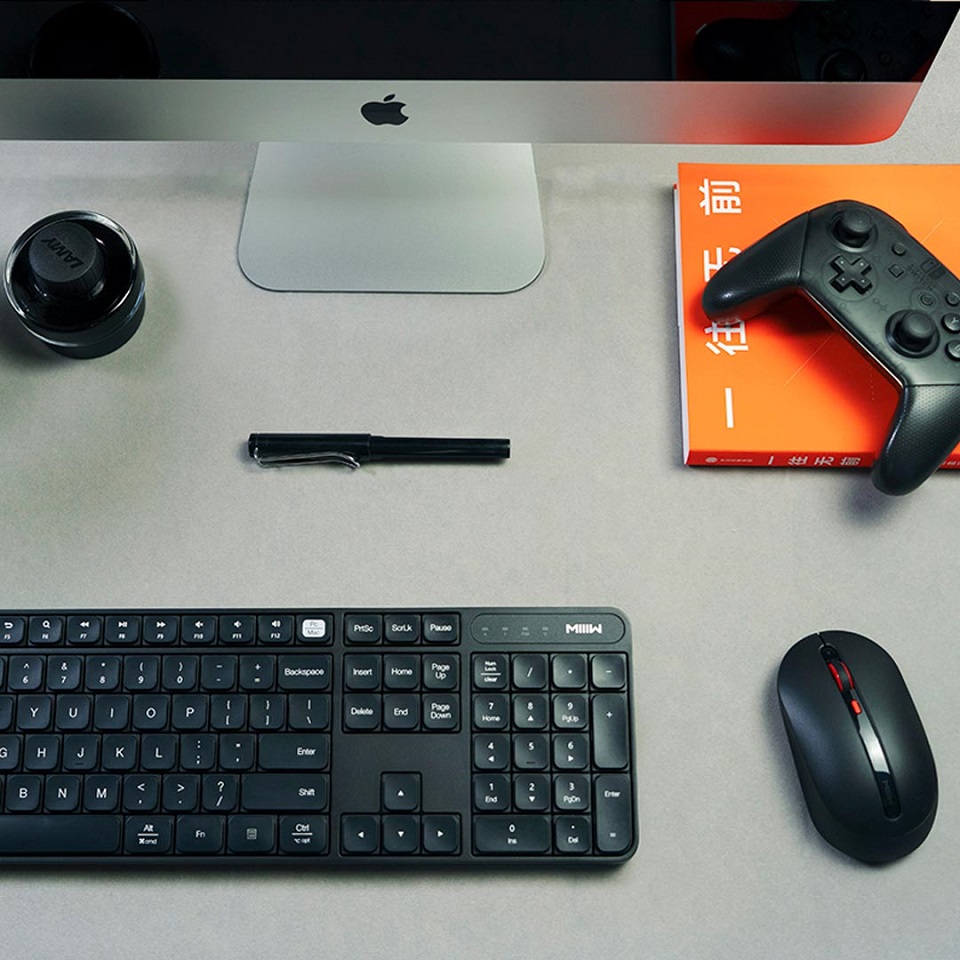 Комплект клавіатура + миша Xiaomi MiiiW wireless keyboard and mouse set Black WXJS01YM вид зверху