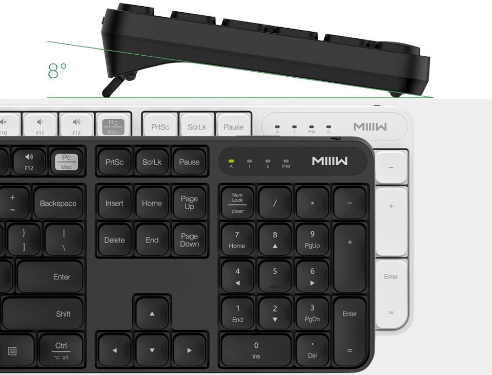 Комплект клавіатура + миша Xiaomi MiiiW wireless keyboard and mouse set Black WXJS01YM кут нахилу