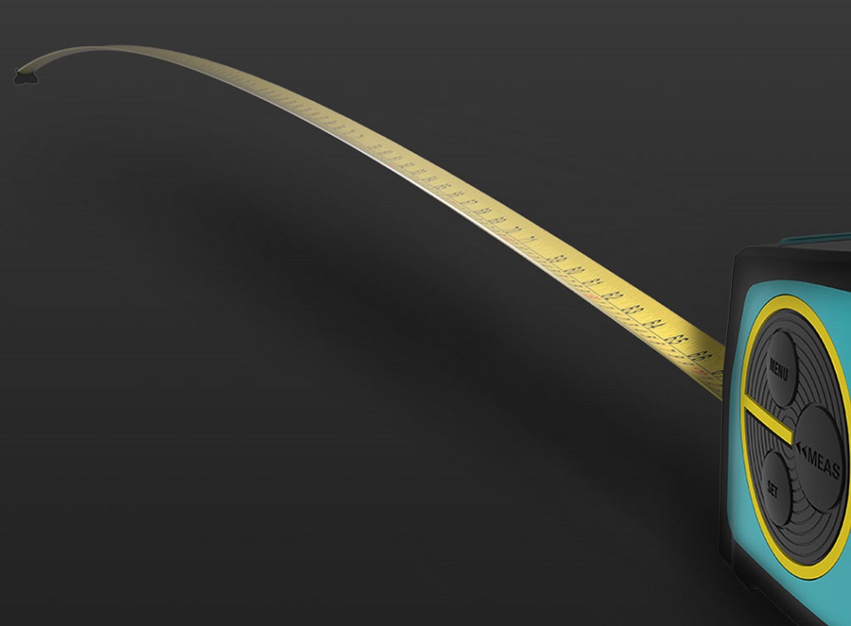 Рулетка Xiaomi Mileseey laser ranging tape measure blue (DT10) у відкритому вигляді