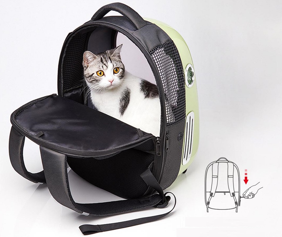 Рюкзак для перенесення кішок Xiaomi PETKIT Backpack for cats у відкритому вигляді