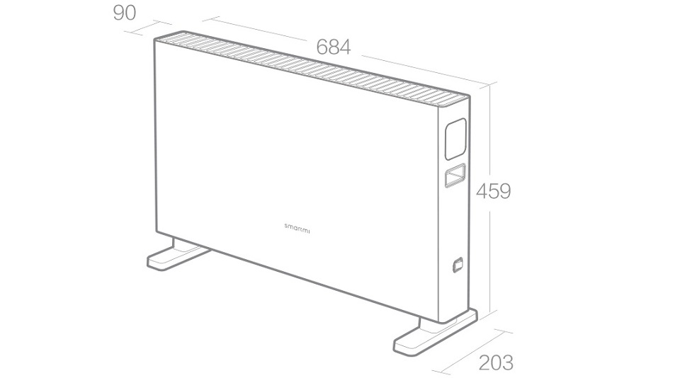 Обігрівач Xiaomi SmartMi Electric Heater Smart Edition White (DNQZNB05ZM) розмір