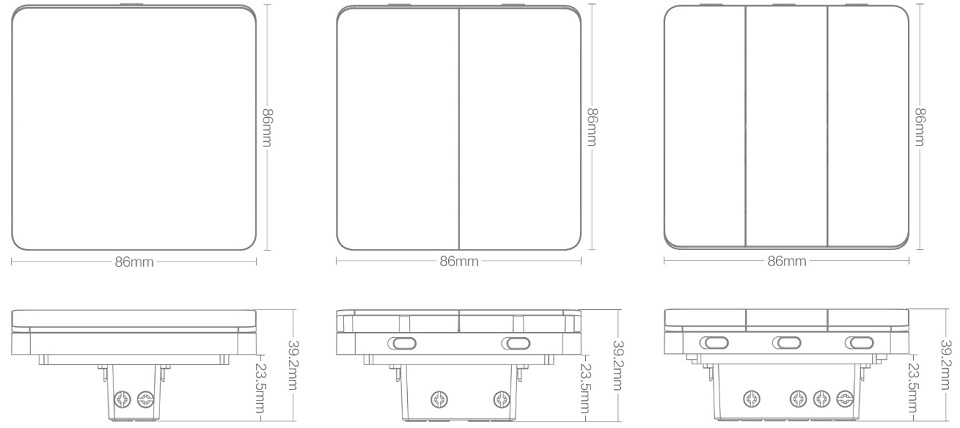 Умный выключатель Xiaomi Yeelight Flex Switch 10A White на стене параметры